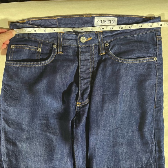 Gustin Indigo Raw Button Fly Straight Leg Selvedge Denim Jeans 32 - Picture 9 of 12